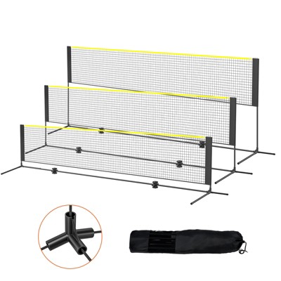 VEVOR Badminton Net, Height Adjustable Volleyball Net, 14ft Wide Foldable Pickleball Net, Portable Easy Setup Tennis Net Set with Poles, Stand