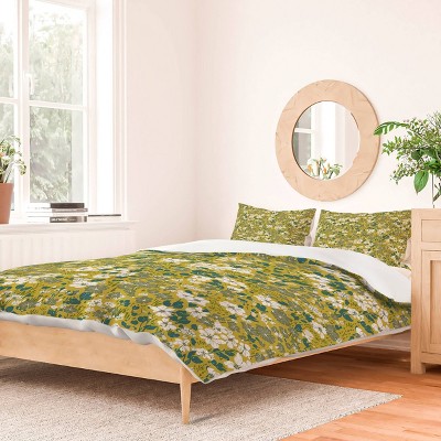 Deny Designs Schatzi Brown Brooke Ditsy Floral Olive Lime King Duvet and Sham Set (2-3pc Set)
