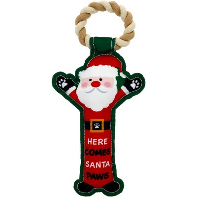 Pavilion Gift Company - Santa Paws - 12" Canvas Dog Toy on Rope  - Pet Toy