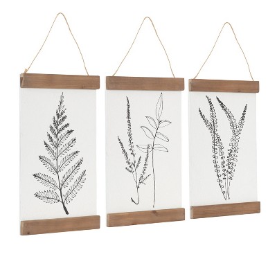 Kate & Laurel All Things Decor 12" Lory Hanging Art Set Plaque Rustic Brown