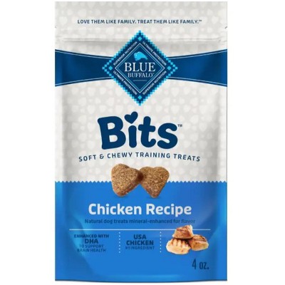 Blue Buffalo Bits Soft Dog Treats for Training, Enhanced with DHA, 4oz. Bag - Chicken Flavor