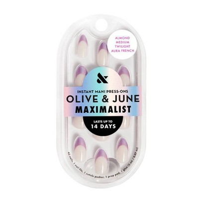 Olive & June Press-On Fake Nails - Maximalist - M Almond - Twighlight Aura French - 42ct