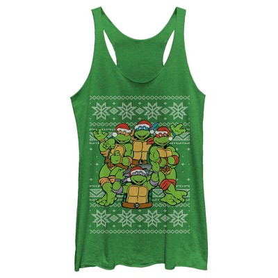 Women's Teenage Mutant Ninja Turtles Ugly Christmas Sweater Racerback Tank Top