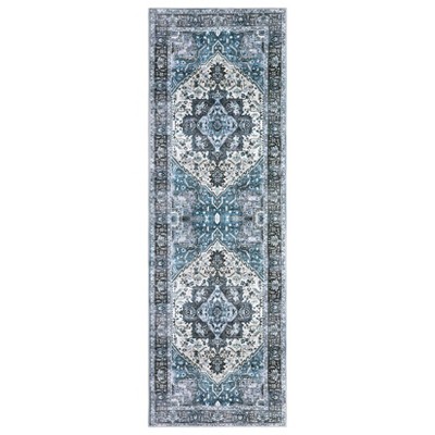 Vintage Floral Medallion Area Rugs for Living Room Dining Room, Retro Accent Low Pile Floor Carpet for Bedroom Home Office