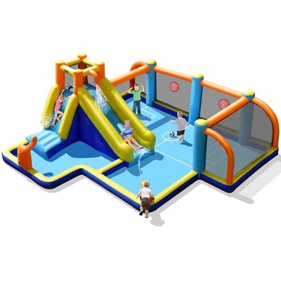 Costway Giant Soccer-Themed Inflatable Water Slide Bouncer Splash Pool with/without 735W Blower
