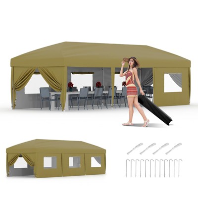 10x30 Pop Up Canopy with 8 Sidewalls - Heavy Duty Outdoor Canopy Tent with Portable Roller Bag