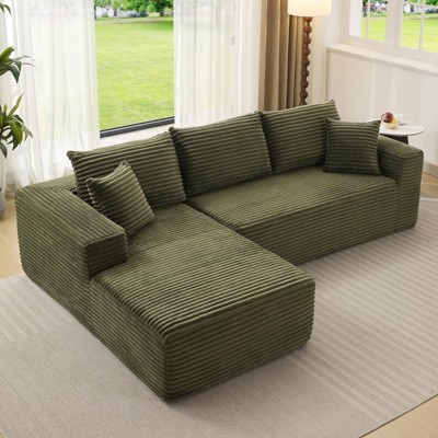 GustoWave 108" Cloud Sectional Couch with L-Shape Chaise, Modern Modular Sofa, Upholstered Couches, Plush Corduroy, Lie Right Left Chaise