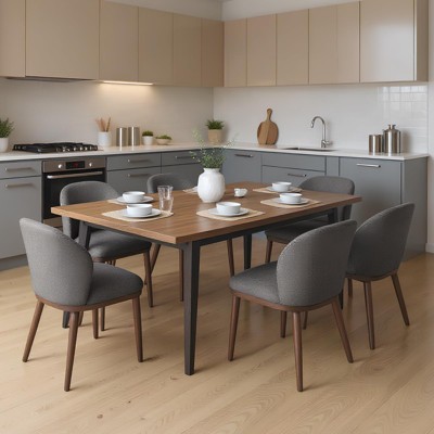 265lbs Capacity Upholstered Dining Chairs Set of 6, Modern Dining Room Kitchen Side Chair with Padded Seat and Wood Legs for Restaurant/Cafe