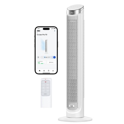 Dreo Standing Indoor Oscillating Floor Quiet Bladeless Tower Fan White: 42 Inch, 4 Speeds, ETL Listed, Electric