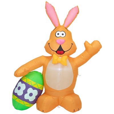 Northlight Inflatable LED Lighted Easter Bunny with Egg Outdoor Decoration - 4'