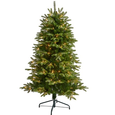Nearly Natural 5-ft Snowed Grand Teton Artificial Christmas Tree with 150 Clear Lights and 462 Bendable Branches