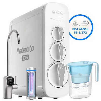 Waterdrop G3P800 Reverse Osmosis System, 800 GPD, 10-Stage filtration,NSF/ANSI 58 and 372 Certified,Extra 1 Pitcher 7 Cup Capacity (Blue)
