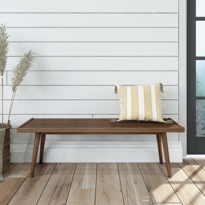 Plank+Beam Entryway Bench, Solid Wood End of Bed Bench for Bedroom, Hallway, Porch, 56.25”