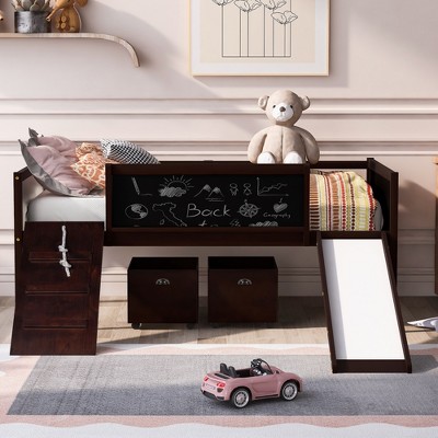 Whisen 78.5"Lx79.2'WModern Design Twin Size Loft Bed Wood Bed with Two Storage Boxes