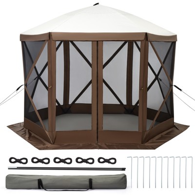 10x10 Ft 6-Sided Pop-Up Gazebo with Mosquito Netting, Adjustable Height 7.5Ft, Waterproof Oxford Fabric Patio Tent, Portable Instant Shelter