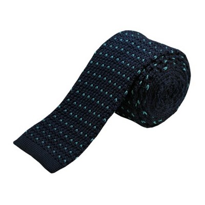 TheDapperTie Men's Navy And Turquoise Blue Small Heart Knit 2.5 Inch Wide And 58 Inch Long Necktie