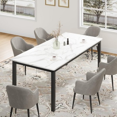 Dining Table for 6-8 People, 71/79 Inch Inch Long Kitchen Table with Sturdy Metal