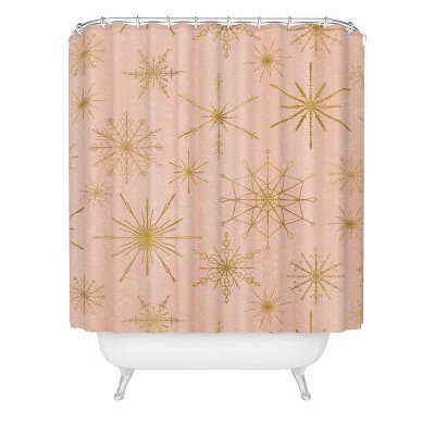 Deny Designs Jacqueline Maldonado Snowflakes Shower Curtain Peach : Microfiber, Machine Washable, Non-Slip Backing