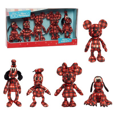 Disney100 Years of Wonder Retro Reimagined Plaid Fleece Plush Collector Set 5pk: Mickey, Minnie & Friends Stuffed Animals