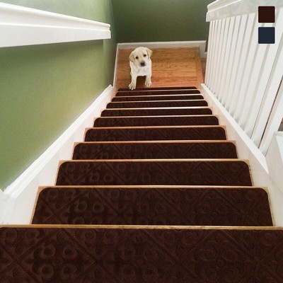 Costway 15PCS Non-Slip Carpet Stair Treads 30'' x 8'' Mats Indoor for Wooden Steps