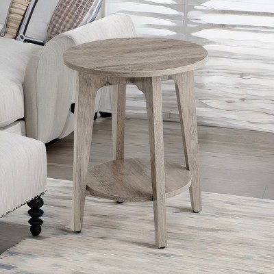 LEDREM Round End Table Farmhouse Small Side Table Living Room Corner Table Drink Table