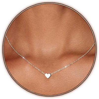 Gold/Silver Plated Heart Necklace for Women, Dainty Love Pendant Choker, Trendy Layered Chain Jewelry Gift for Her