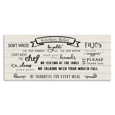 Stupell Industries Kitchen Rules List Family Happiness Motivational Phrases, 13" x 30"