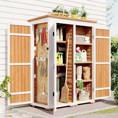 Storage Shed with Waterproof Roof & Lockable Doors, Natural