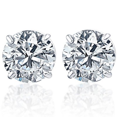 Pompeii3 Certified 2.56Ct TW Diamond Studs 14k White Gold Lab Created Screw Back