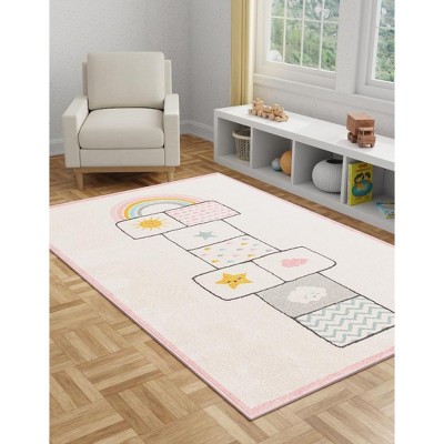 Unique Loom Whimsy Kids Hopscotch Stars Indoor Woven Area Rug