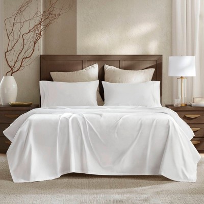4 Pieces Queen Sateen Sheet Set,White
