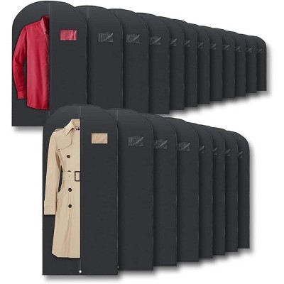 Plixio Garment Bags Suit Bag for Travel and Clothing Storage of Dresses, Shirts, Coats -  Zipper and Transparent Window (Black - Mixed Sizes: 20 Pack)