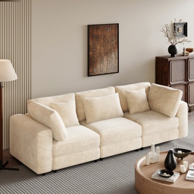105''W 3-Seater Spacious Sofa with Removable Back Cushions and 5 Pillows for Living Room, Apartment and Office 4Q - ModernLuxe