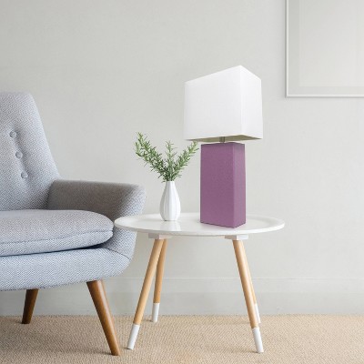 Lalia Home Lexington 21" Leather Base Table Lamps with Fabric Shade