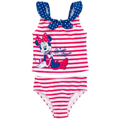 Disney Minnie Mouse Girls UPF 50+ Tankini Top and Bikini Bottom Swim Set Toddler