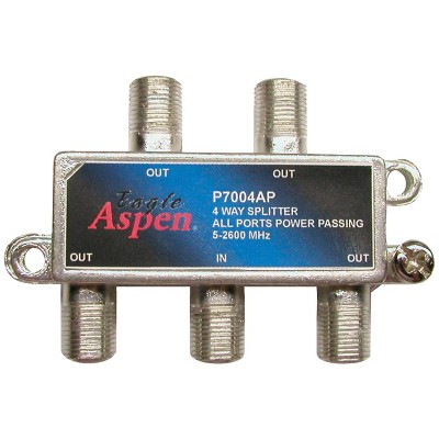 Eagle Aspen® 4-Way 2,600-MHz Coaxial Splitter with All-Port Power Passing in Silver