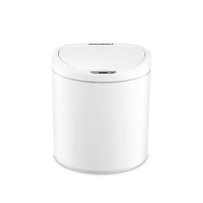 Nine Stars 10L/2.6gal Motion Sensor Trash Can White: Small Bathroom & Toilet Trash Can, Indoor Plastic, Battery Operated