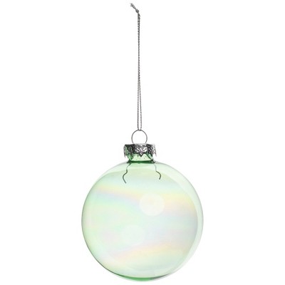 Northlight Iridescent Glass Christmas Ball Ornaments - 3.25" (80mm) - Transparent Green - 4ct