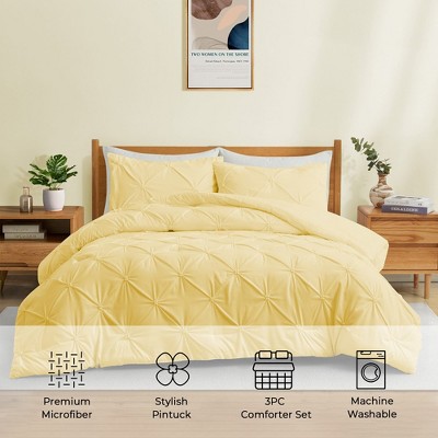 Peace Nest 3 Piece Pintuck Pinch Pleat and Seersucker Bubble Ruffled Chic and Tufted Clipped Comforter Set