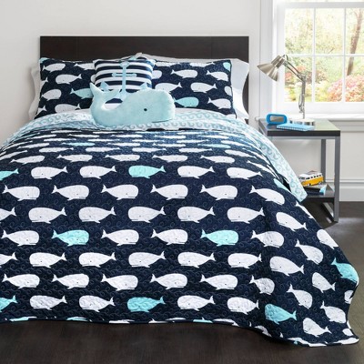Whale Bedding Set with Whale Throw Pillow - Lush Décor
