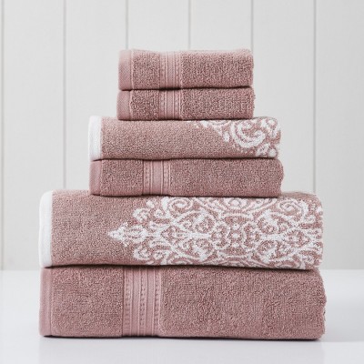 Modern Threads Artesia Damask 6-Piece 100% Cotton Yarn Dyed Jacquard Towel Set