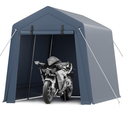 7x12FT Outdoor Storage Shed,Portable Carport with Roll-up Zipper Door and Windows,Waterproof,Storage Sheds for Motorcycle,Firewood,Garden Tools