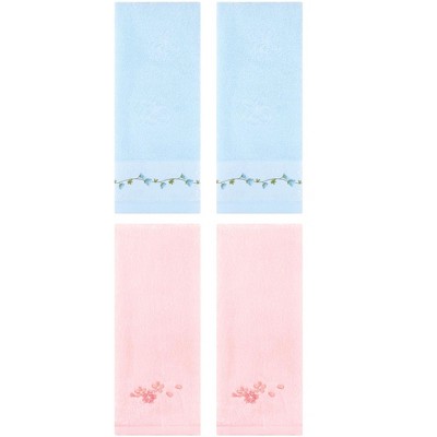 REGALWOVEN 4 Pcs Floral Soft Absorbent Hand Towel for Bathroom Home Decor 13" x 29"