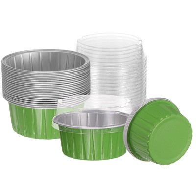 Unique Bargains Disposable Aluminum Foil Cakes Dessert Baking Cups with Lids 25 Pcs 2.5" x 2.1"
