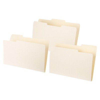 Unique Bargains Classroom Home Office Paperwork 1/3 Cut Tab Legal Size Manila File Folders Beige