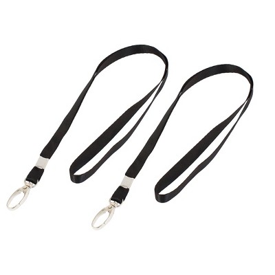 Unique Bargains Work Card Nylon Neck String Hook Hanging Cord Keys Lanyard Holder Black 2 Pcs