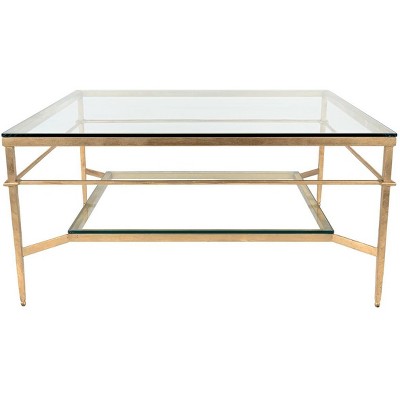 Mieka Cocktail Coffee Table - Gold/Glass - Safavieh