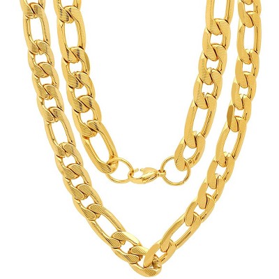 Steeltime Men's stainless steel accented 10mm figaro chain link necklace. Color Options: Silver, Gold