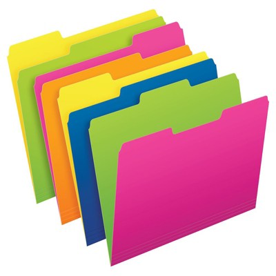 Pendaflex Twisted Glow File Folders, Letter Size, Assorted Colors, 1/3 Cut, Pack of 12