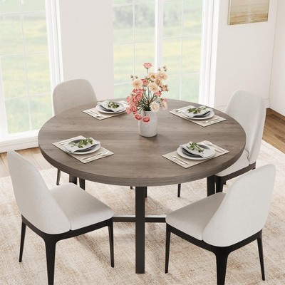 47" Round Dining Table, Industrial Dinner Table for 4 to 6, Wooden Kitchen Table （No Chairs）